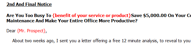 Develop Leads Letter - 2nd and Final Notice