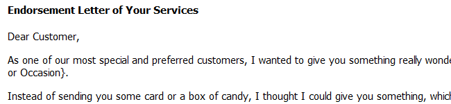 Endorsement Letter for Someone's Services