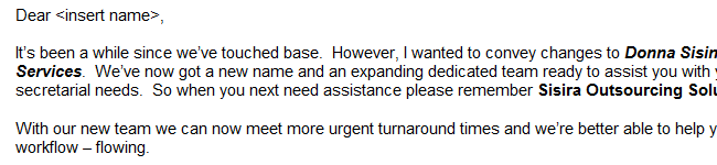 Launch Letter to Existing Clients