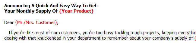 Automatic Re-Order Letter