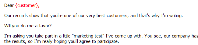 Marketing Test Letter