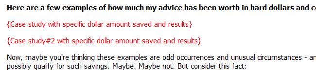 Saving Taxes Sales Letter